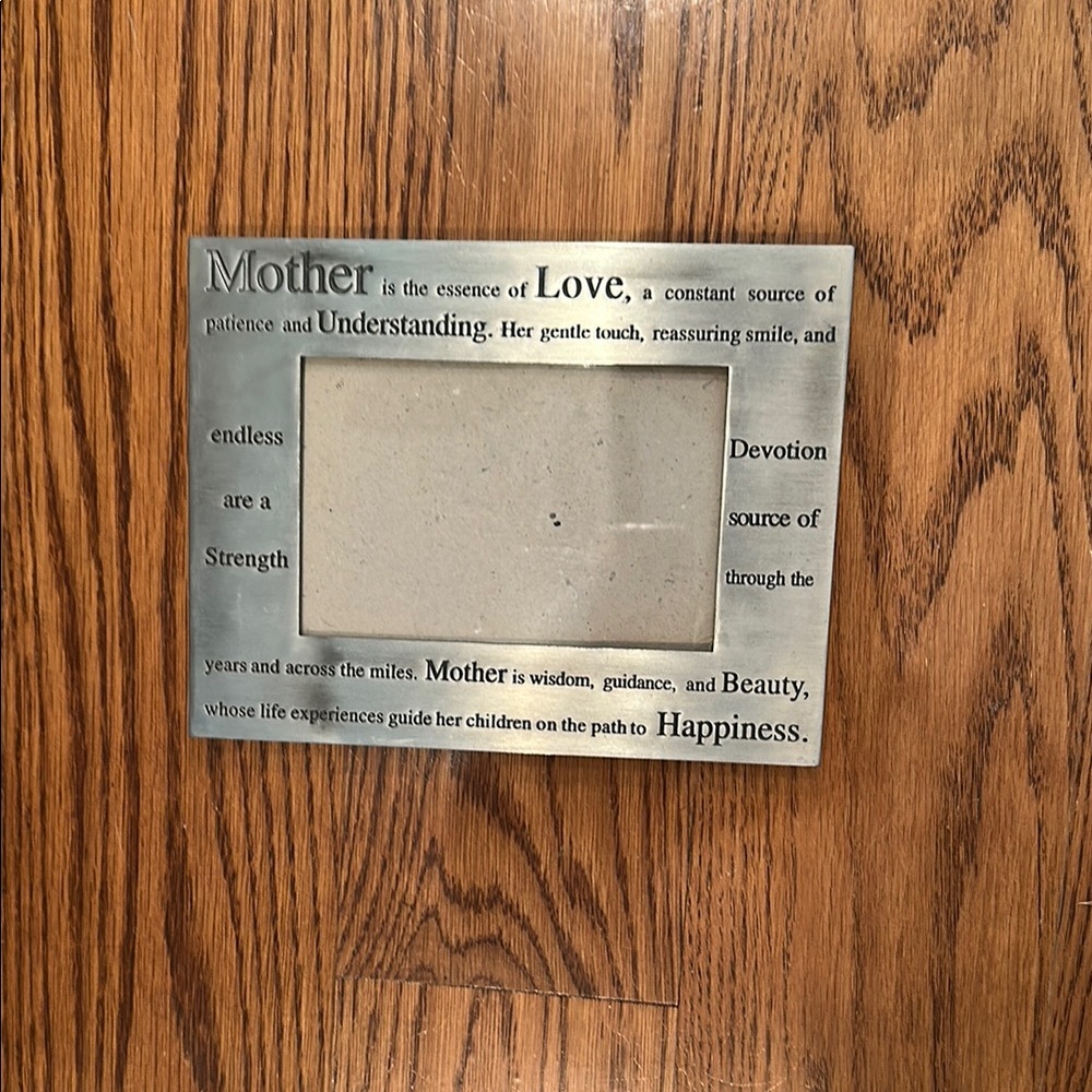 Modern Silver “Mother” Picture Frame with Text Accents